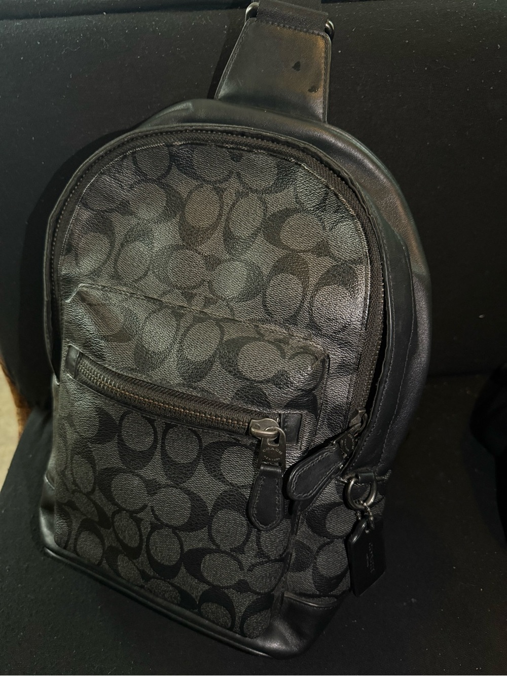 Coach Men's Charcoal Signature Sling Backpack